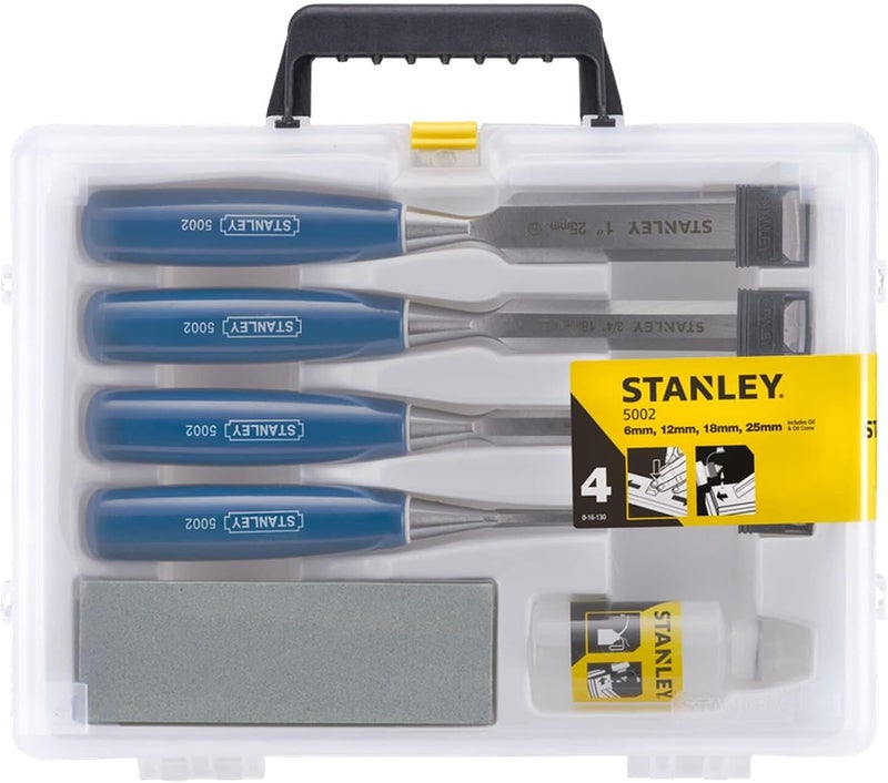Stanley 4 Piece Chisel Set with High Carbon Steel Blades and Sharpening Stone - Image 5